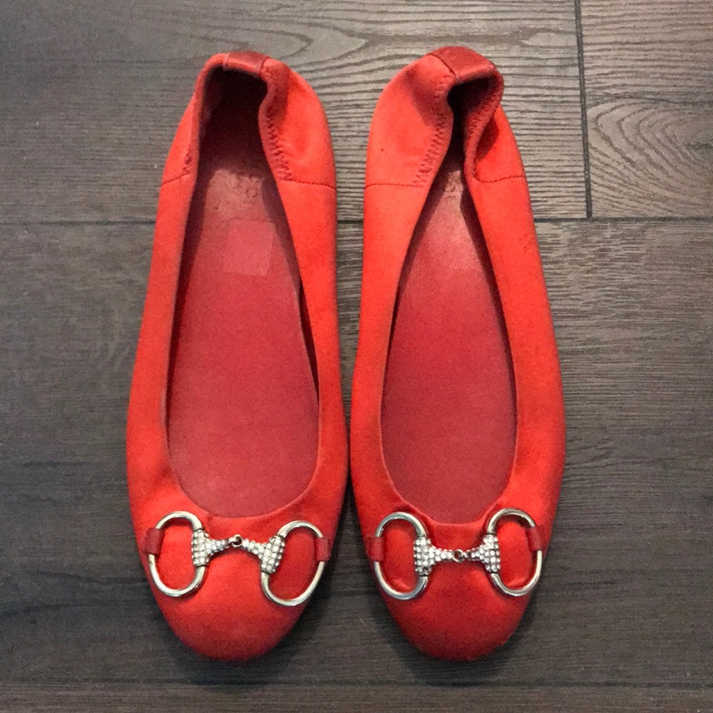 GUCCI Red Satin Flats Size 7